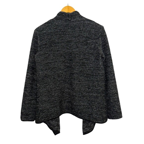 Forever 21 Cardigan Sweater Womens Small Knit Waterfall Open Front Black‎ White - Picture 2 of 8